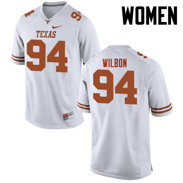 Women #94 Gerald Wilbon Texas Longhorns College Football Jerseys-White